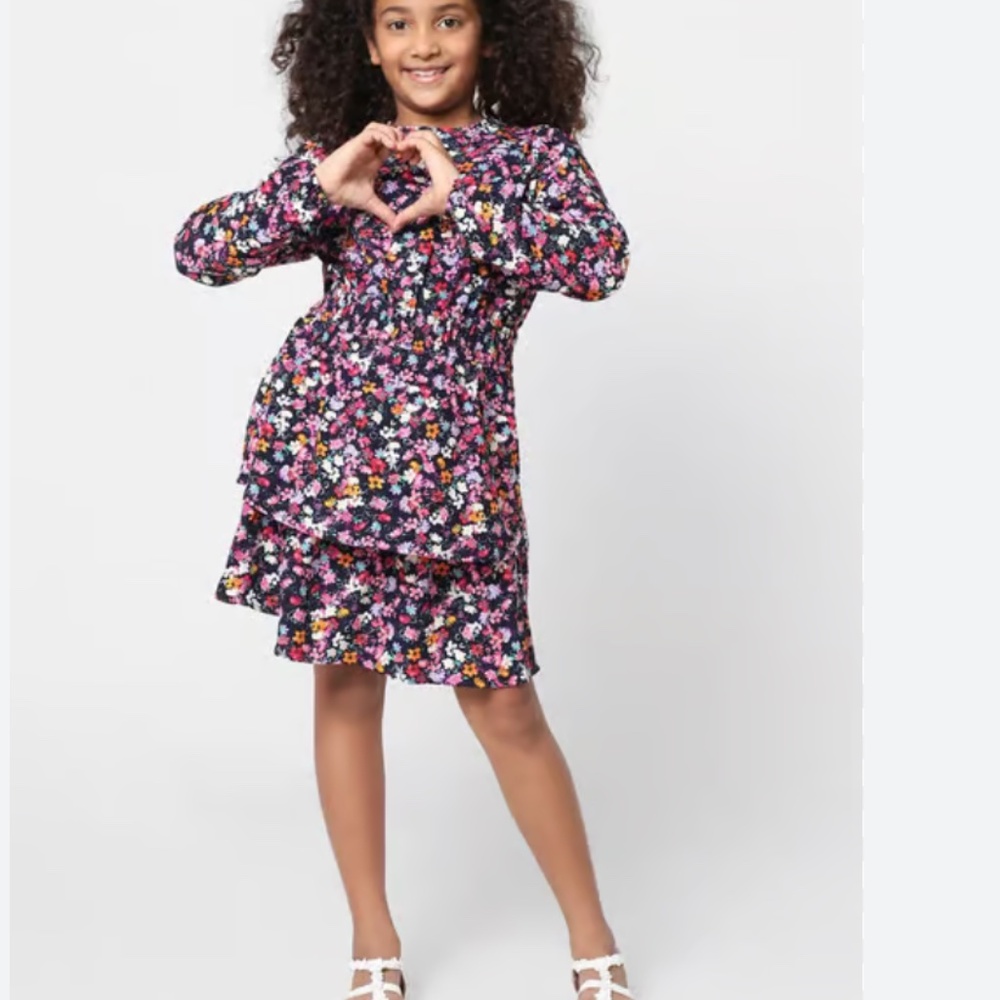 Neon‎ Rebels Floral Ruffle Dress – Long Sleeve – Size 5 Girls
